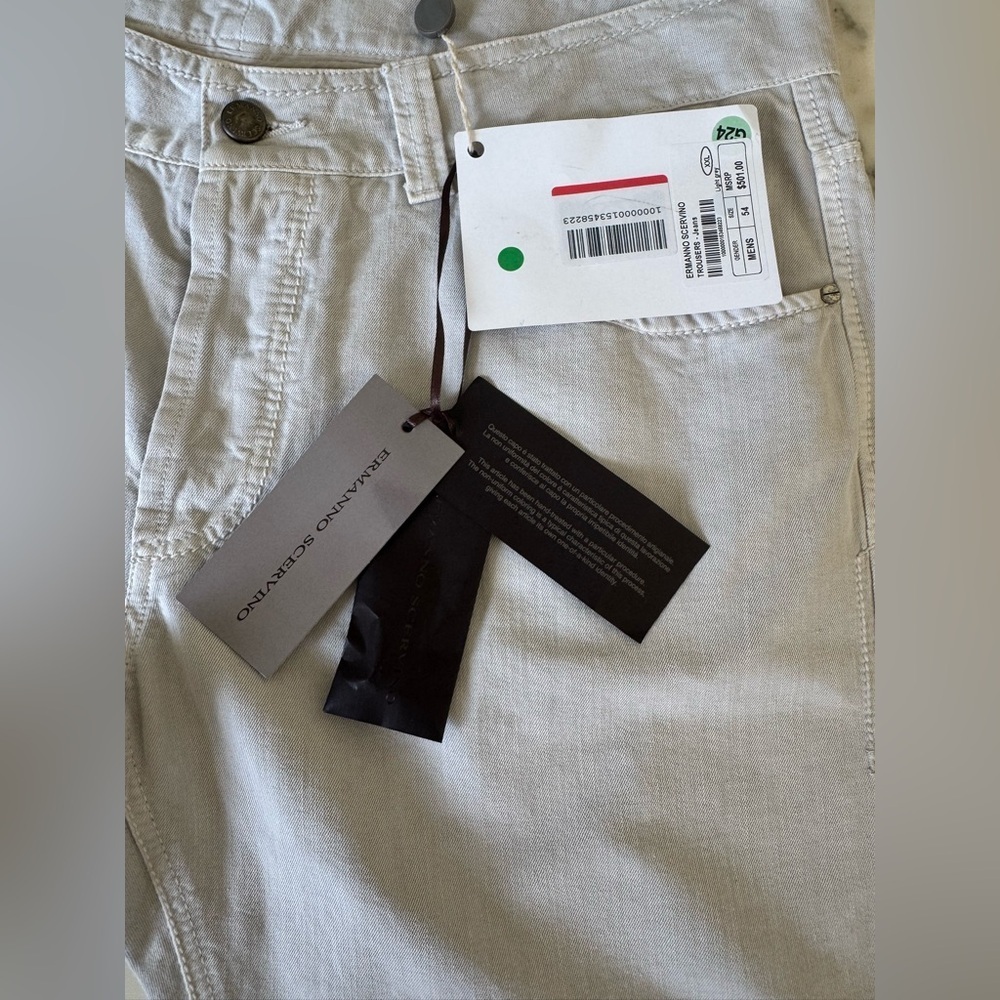 NWT ERMANNO SCERVINO Grey Jeans Cool Leather and Metal brand tag on back IT54 - Picture 10 of 12